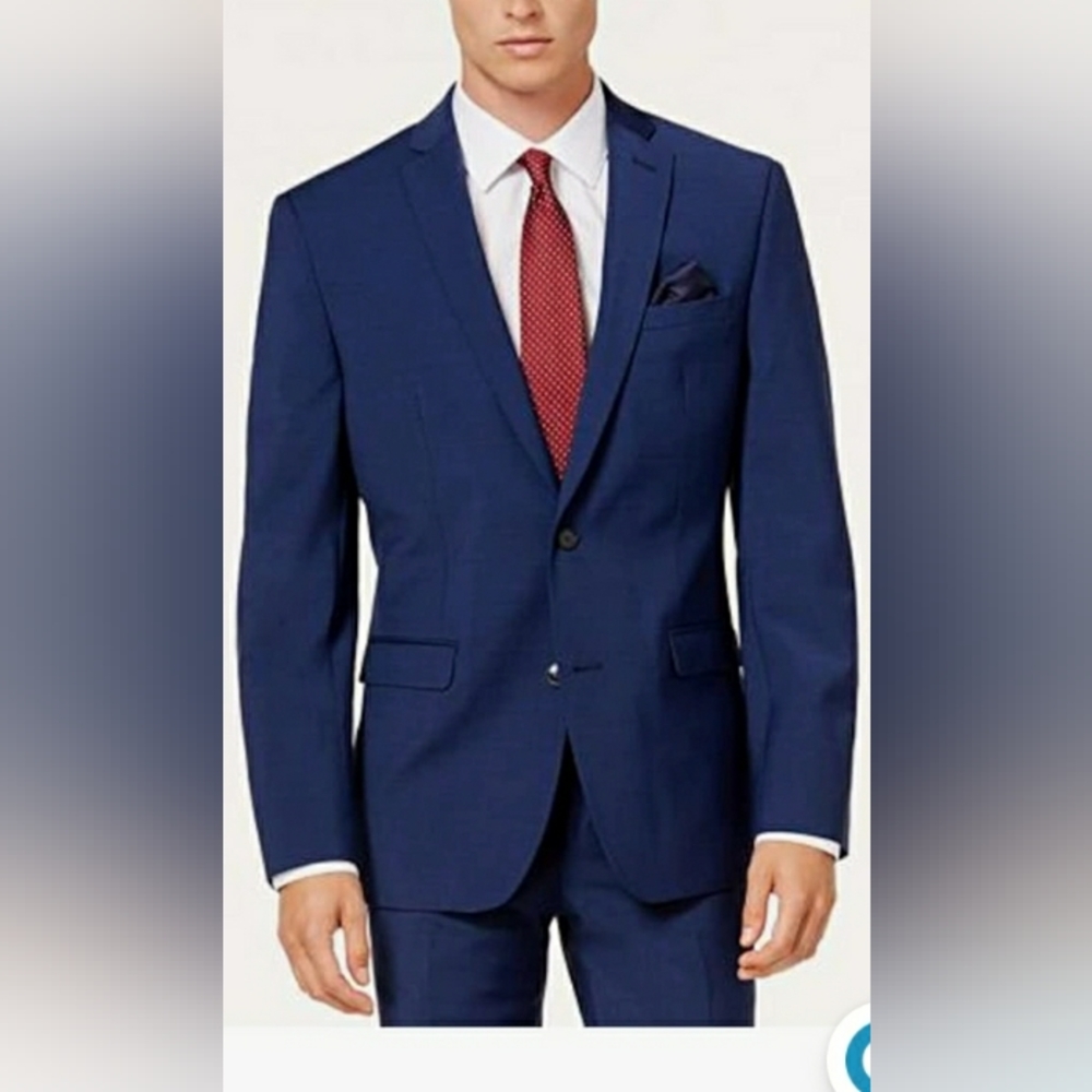 BAR III Mens Blue Slim Fit Stretch Suit Separate Blazer Jacket 36R